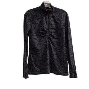 Athleta Women's Black and Gray Half Zip Pullover Size S Activewear Top